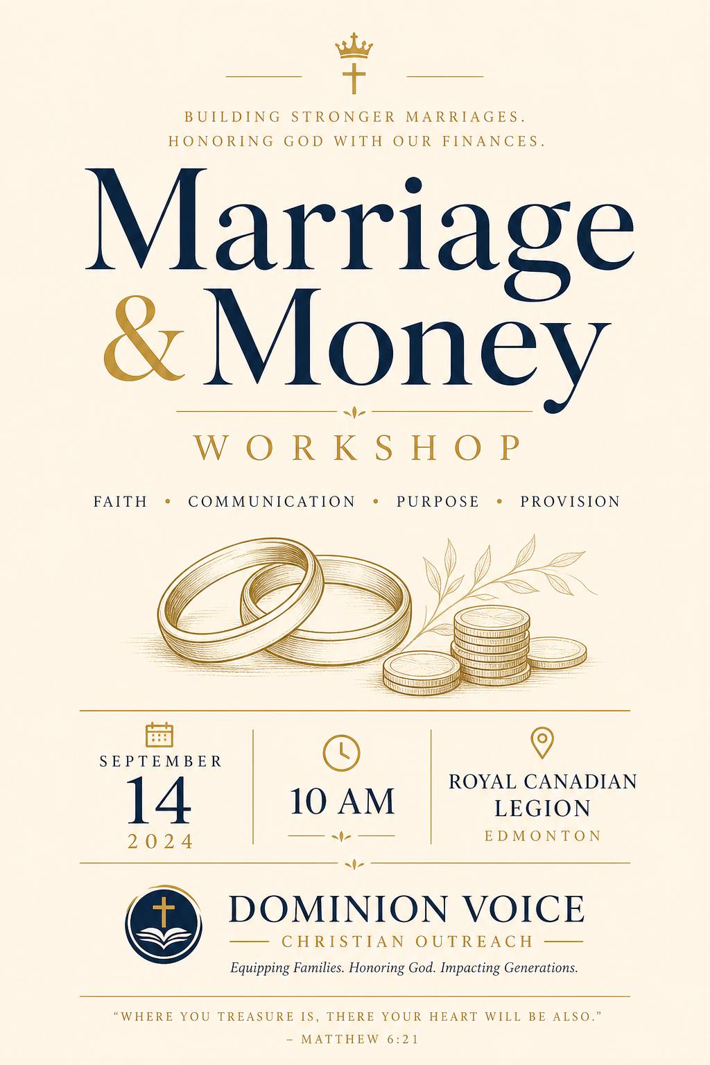Marriage & Money Workshop flyer